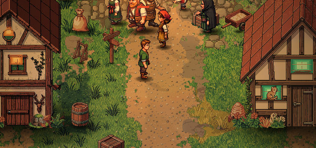 A traveller arriving at the village by the river road.